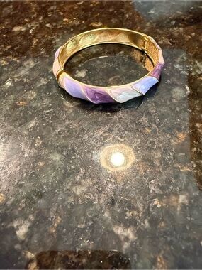 Purple and Lilac Gold Tone Purple Hinged Bracelet